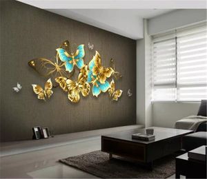 3D Wallpaper HD Handgeschilderde Light Luxe Kleurrijke 3D Stereo Butterfly Nostalgische Achtergrond Muur Schilderen Muurdocument