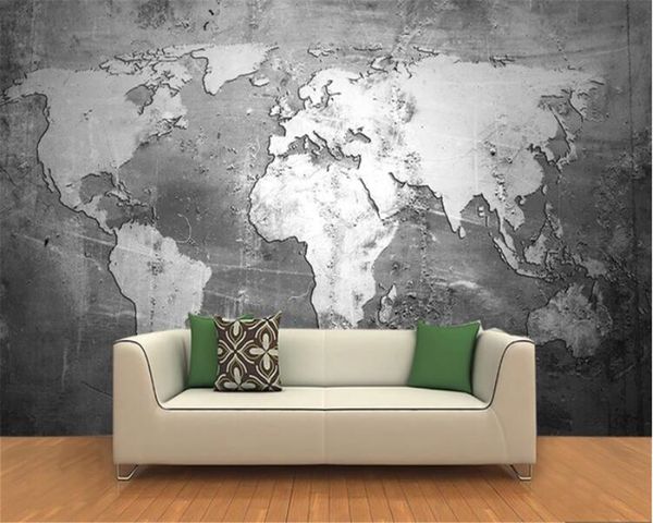 Beibehang papier peint mural personnalisé style rétro carte du monde papier peint revêtement mural étude canapé TV fond papier peint décor à la maison