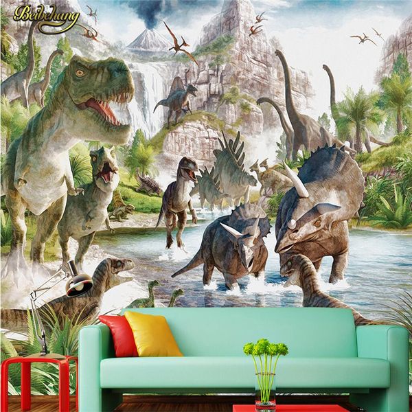 Papel tapiz de foto personalizado de beibehang, Mural grande, pegatina de pared, dinosaurio jurásico, Fondo del mundo, Mural de pared, papel de pared