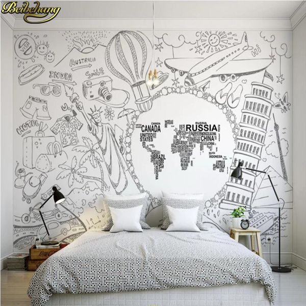 Beibehang personnalisé photo papier peint mural abstrait carte du monde papier peint mural fond papiers peints décor à la maison papel de parede