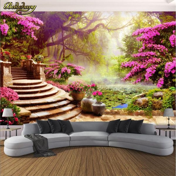 Beibehang personnalisé Photo papier peint Mural mur collant jardin arbre paysage 3d fond mur papel de parede