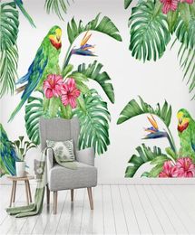 Beibehang Fond d'écran personnalisé 3d Mural Mural Tropical Fleurs et oiseaux Fond Boucons Mur Salon Bandroom Wallroom 3D Mural2468559