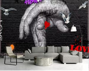 Beibehang Custom Wallpaper European en American Style Graffiti Brick Wall TV Achtergrond Huisdecoratie Muurschildering 3D