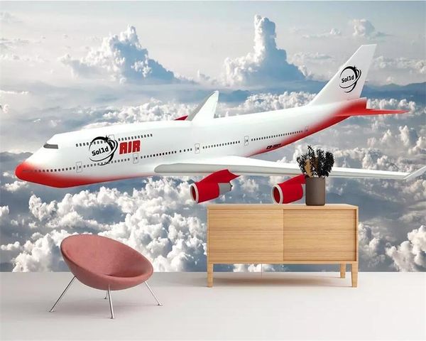 Beibehang personnalisé papier peint décoration fond frais avion rouge chambre 3d salon TV murale