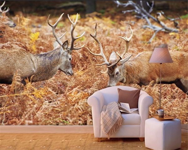 Fondo de papel tapiz de animales de pastizales naturales Beibehang papel de pared 3D papel tapiz visual personalizado 3D sala de estar decorativa