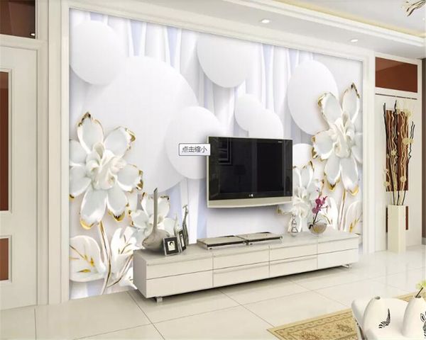 Papel de pared beibehang para habitación de niños, papel tapiz adhesivo personalizado, mural de flores blancas circulares, fondo, mural de dormitorio 3d, papel tapiz 3d