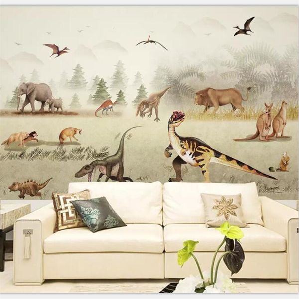 Beibehang papier peint personnalisé à grande échelle dinosaure règne animal prairie chambre d'enfants TV canapé fond mur papier peint