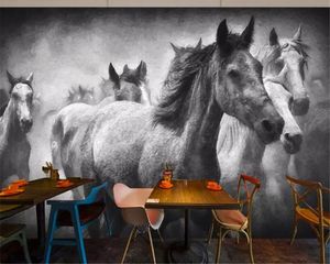 Beibehang papier peint pour chambre d'enfants Simple Mercedes noir et blanc cheval papier peint fond maison intérieur papier peint mur 3d