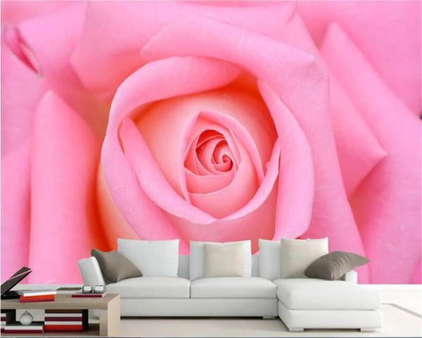 Beibehang papier peint pour murs 3 d rose romantique rose chambre d'enfants papier peint tv canapé fond papier peint floral papel de parede 3d