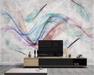 Beibehang fonds d'écran pour salon personnalisé plume lignes abstraites moderne minimaliste chambre d'enfants papier peint TV fond mur