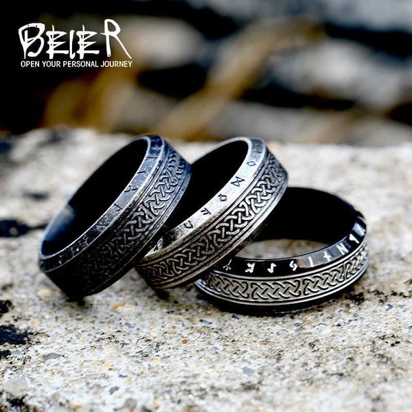Beier – bague en acier inoxydable, mode Simple japonaise et coréenne, lettre Viking nordique, nœud celtique, bague en titane