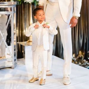 Beige Boy Suits For Wedding King 2023 Ring Bearer Boy's Formal Wear Children kleding Blazers Jacket broek Verjaardagsfeestje