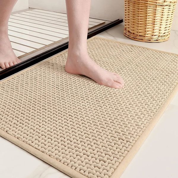 Alfombras beige chenille alfombras de baño no absorbente de deslizamiento seco secado- 16x24 alfombras de alfombra de baño de baño pequeño para baño 240518