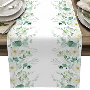 Greenery Greenery Eucalyptus Flower Table Runner, Nappeur Spring Summer Summer Summer, Farmhouse Home Party Decor