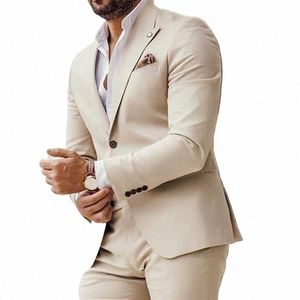 Beige Bruidegom Smoking Voor Bruiloft Slim Fit Busin Suits Nieuwste Ontwerp 2 Stuks Blazer Met Broek Mannelijke Fi 2023 Y4fm #