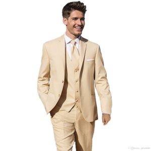Tuxedos de marié beiges, costume 3 pièces pour marié, costume de mariage, nouvelle mode pour hommes d'affaires, veste de soirée de bal, blazer (veste + pantalon + cravate + gilet) 2270