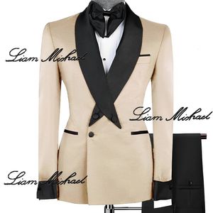 Costume 2 pièces Beige pour homme, veste et pantalon de marié, smoking élégant, couleur personnalisée, Blazer masculin, XS-5XL, 240304
