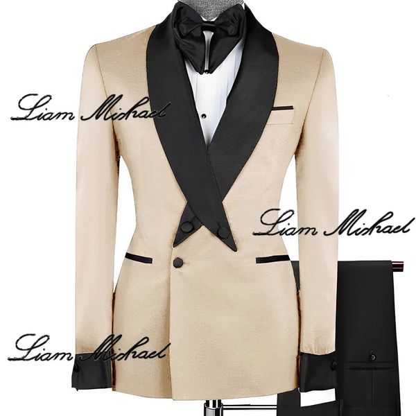 Traje beige para hombre, chaqueta de 2 piezas, pantalones, esmoquin para novio de boda, elegante color personalizado XS-5XL, chaqueta masculina 240304