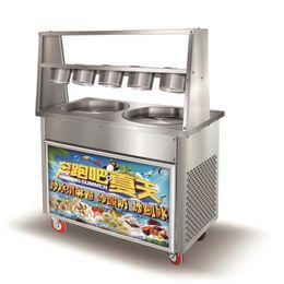 BEIJAMEI 110/220V Tailandia doble sartén redonda máquina de rollo de helado frito compresor único máquina para hacer helado frito