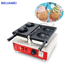 Máquina para hacer gofres con cabeza de oso BEIJAMEI, máquina para hacer gofres Taiyaki con boca abierta, helado de oso Taiyaki, 3200W