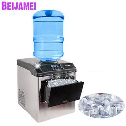 Máquina para hacer hielo automática comercial BEIJAMEI, máquina eléctrica para hacer cubitos de bloques de hielo redondos de bala eléctrica de 25kg/24H, barra pequeña, cafetería