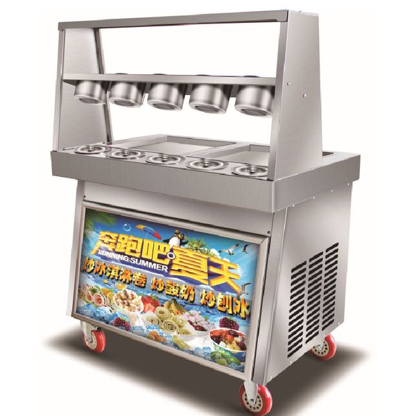 BEIJAMEI Commercial Thai Fried Ice Cream Rolls Pan 110V 220V Electric Flat Roll Ice Cream Machine 10 Fresh Tanks