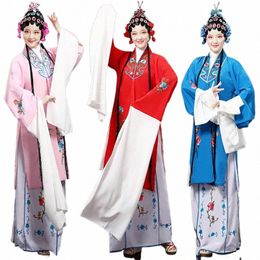 Opéra de Pékin jolis danseurs, costume de danse d'opéra, costume ancien, costume de performance de style chinois, tissu bleu dramatique 27cX #