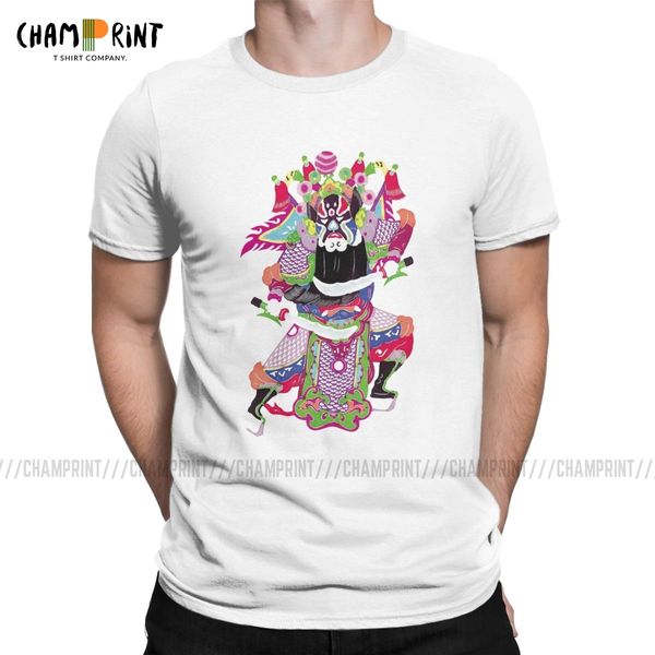 Camisetas de Guerrero de la Ópera de Pekín para hombre, camiseta loca de algodón puro, camisetas de cultura dramática tradicional china de la Ópera de Pekín, camisetas estampadas