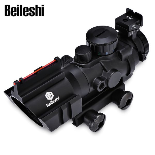 Beileshi Tactical 4 X 32 Viseur de fibre de lunette de visée compacte pour rail de 20 mm