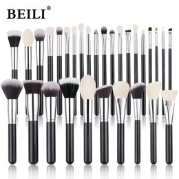 BEILI 15/25/30pcs Make-up kwasten set Geen Professionele Natuurlijke geitenhaar Foundation Oogschaduw Wenkbrauw make up kwasten240102