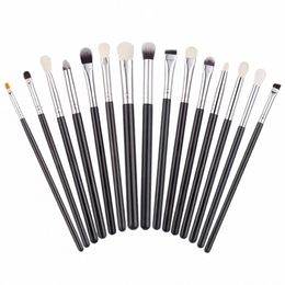 Beili 15pcs Profial Pinceles de maquillaje Set Sin logotipo Pelo de cabra natural Sombra de ojos Delineador de ojos Maquillaje Pincel Herramientas F7Zb #