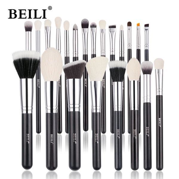 BEILI Professional 20-23pcs Juego de brochas de maquillaje Pelo de cabra natural Base en polvo Sombra de ojos Herramienta de maquillaje pinceaux de maquillage 240314