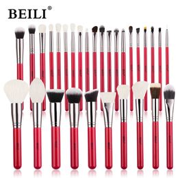 BEILI Red Eye Makeup Brushes Set Profesional Cabello natural Sombra de ojos Base en polvo Rubor resaltador Kit de brochas Maquillaje Herramienta 240315