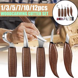 Beitel 1/3/5/7/10/12pcs Chisel Woodworking Cutter Hand Tool Set Wood Scoule Couteau DIY PEULLER PEULLAGE SCARTURE CUTER