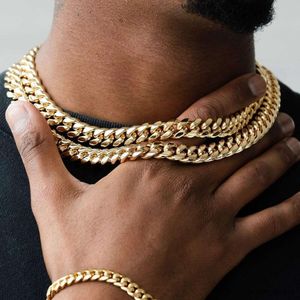 Beiyan 14K Gold Ploated Miami Style Hip Hop Cuban Link Chain Roestvrij stalen ketting sieraden voor heren