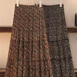 Beiyingni Hohe Taille Rock Frauen Vintage Floral Bedruckte Casual Koreanische XL-4XL Röcke Damen Mode Maxi Retro 220322