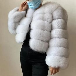 BEIZIRU réel manteau de fourrure de renard à manches longues hiver femme naturel chaud mode luxe filles manteaux fait 240102