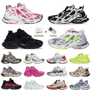 Belanciaga Runners 7.0 Hombres Zapatos casuales Graffiti Negro Cuero Libre Gris Luz Púrpura Neón Amarillo Blanco Marca de lujo Para mujer Para hombre Zapatillas de deporte de gran tamaño Entrenadores dh gate