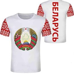 Biélorussie t-shirt sur mesure nom numéro imprimé po gris blr pays t-shirt par bricolage drapeau de la nation russe vêtements biélorusses 301l