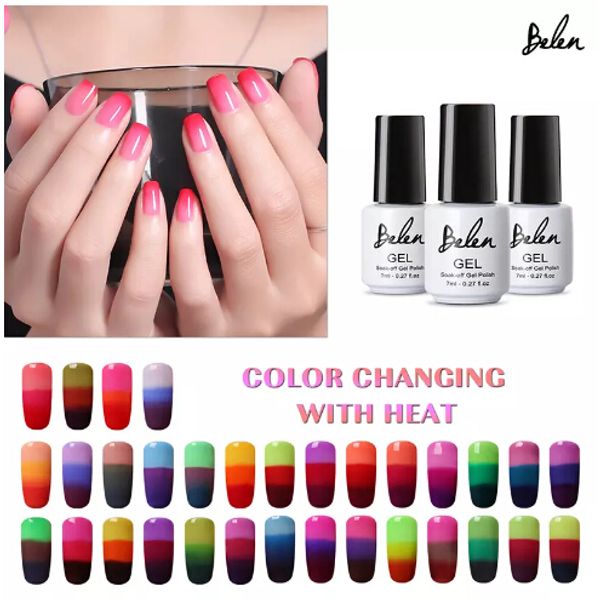 Belen todos los 32 colores esmalte de uñas transparente temperatura cambio de Color Gel LED UV esmalte de uñas Gel Lak barnices Gelpolish