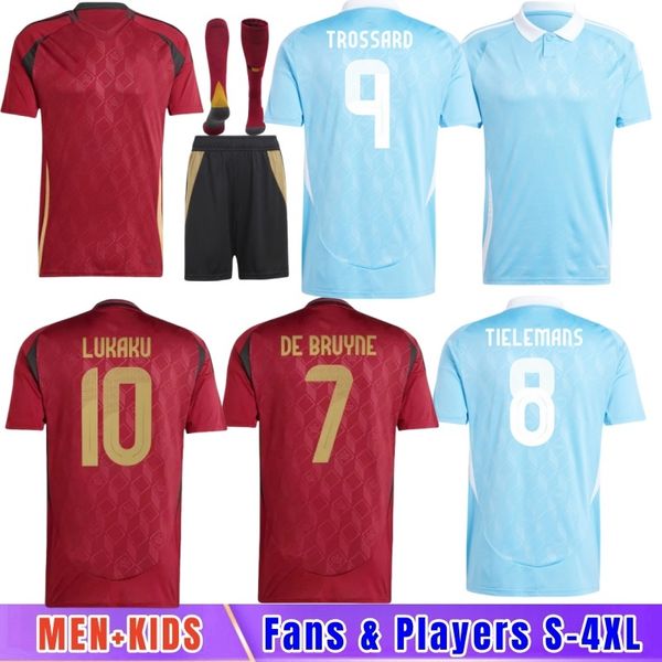 Belgian2024 Jerseys de football de Bruyne Lukaku Doku Team Football Shirt Men Belgian Kids Kit Kit Carrasco Tielemans Bakayoko Trossard