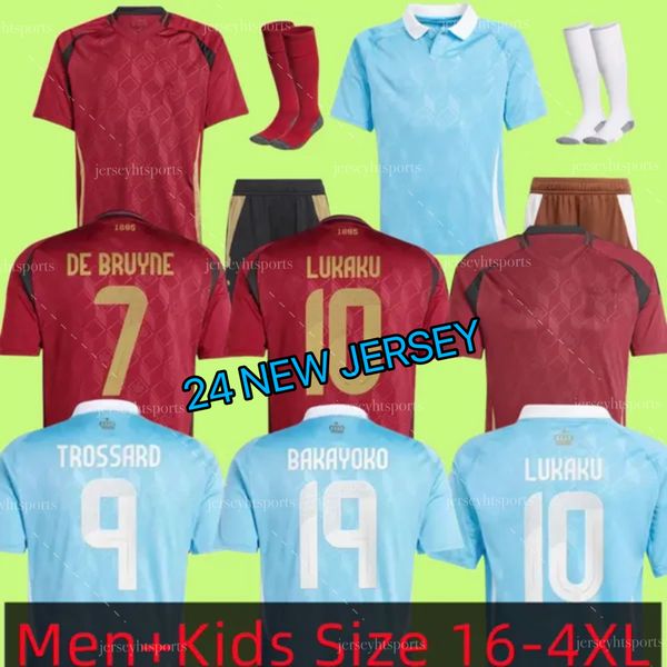 Bélgica 24 25 Jersey de fútbol de Bruene Lukaku Doku 2024 Campeonato Europeo Equipo Nacional Hogar y Jersey 2025 Kit de jersey de fútbol Men and Kids Kit