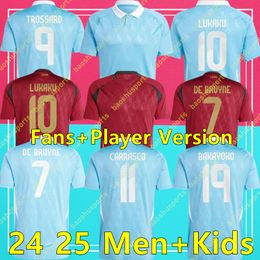 Belgique 24 25 Jersey de football de Bruyne Lukaku Doku 2024 Euro Cup Team Football Shirt 2025 Men Kids Kit Retour à la maison Train Carrasco Tielemans Bakayoko Trossard