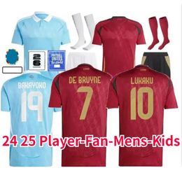 Belgique 24 25 Soccer Jersey de Bruyne Lukaku Doku 2024 Euro Cup Team Football Shirt 2025 Hen Kids Kit Retour à la maison Train Carrasco Tielemans Bakayoko