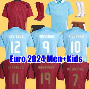 Bélgica 24 25 Jersey de fútbol de Bruyne Lukaku Doku 2024 Europue National Team Camiseta de fútbol 2025 Men Kid Kit Set a casa Train Carrasco Tielemans bakayoko