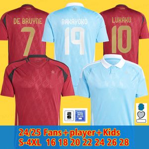 België 2425 Europees Kampioenschap nationaal team thuis en uit DE BRUYNE LUKAKU DOKU sneldrogend voetbalshirt voor heren, sportshirt met korte mouwen voor kinderen