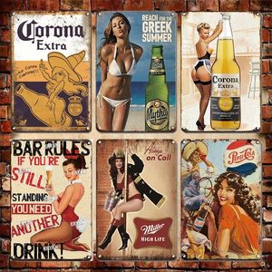 Belgique bière affiche plaque de métal étain signes vintage pin-up étain signe plaque décorative pub bar homme cave club mur art décor accessoires sexy fille peinture taille 30 x 20 cm w01