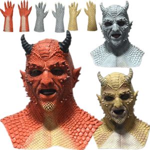 Belial le démon masque diable Latex Cosplay accessoires de déguisement masques gants Halloween X0803