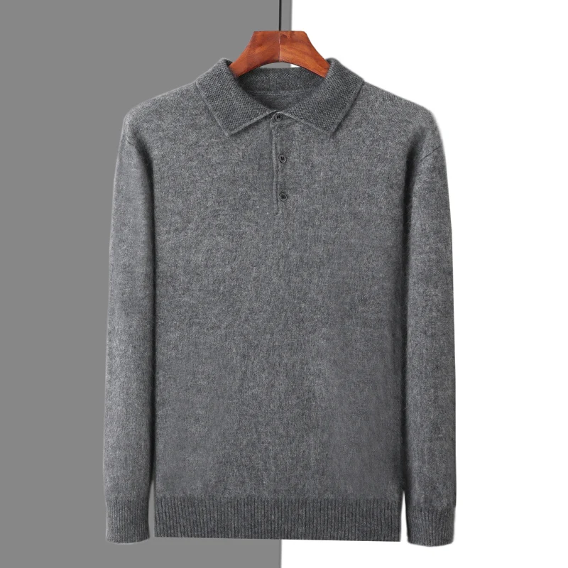 Beliarst 2023 가을/겨울 뉴 남자 의류 폴로 셔츠 100% 밍크 캐시미어 스웨터 니트 단색 풀오버 Jumper BR-101