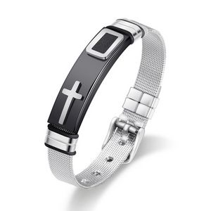 Croire or jésus croix bracelet bracelet en acier inoxydable boucle ardillon bracelets de montre bracelet Bracelets pour hommes bijoux de mode